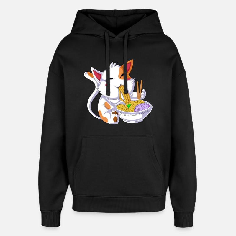 Ramen mangeant des chats - Sweat à capuche unisexe Stanley/Stella Oversized - noir