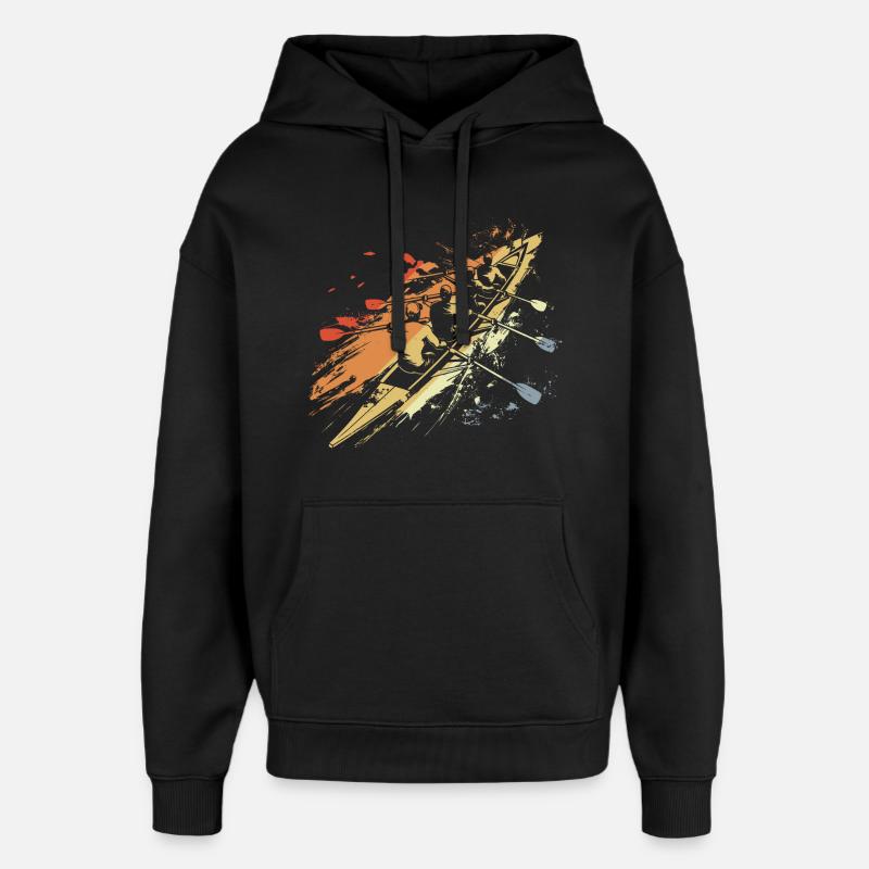 Retro Ruderteam Grafik - Oversized Unisex Hoodie von Stanley/Stella - Schwarz