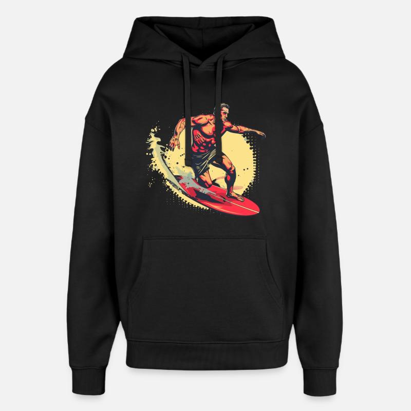 Graphisme Surfer - Sweat à capuche unisexe Stanley/Stella Oversized - noir