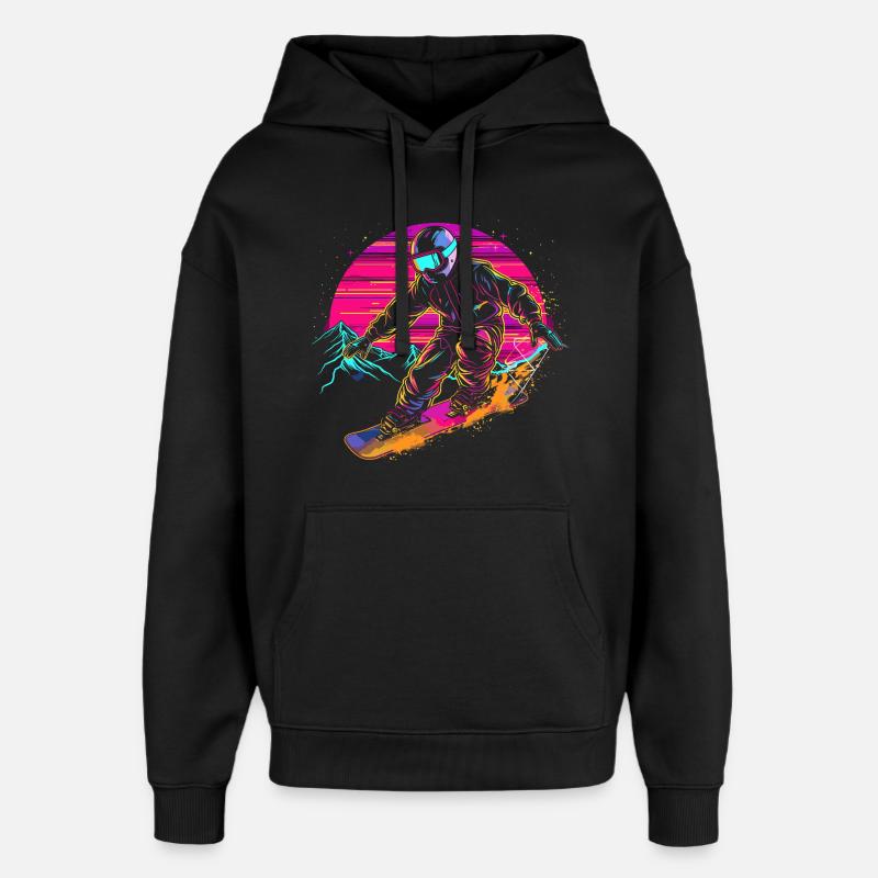Snowboarder Vaporwave - Sweat à capuche unisexe Stanley/Stella Oversized - noir