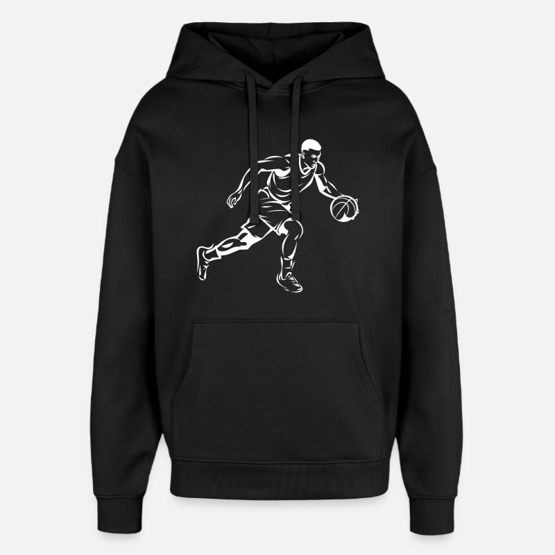 Basket-ball garçon graphique - Sweat à capuche unisexe Stanley/Stella Oversized - noir