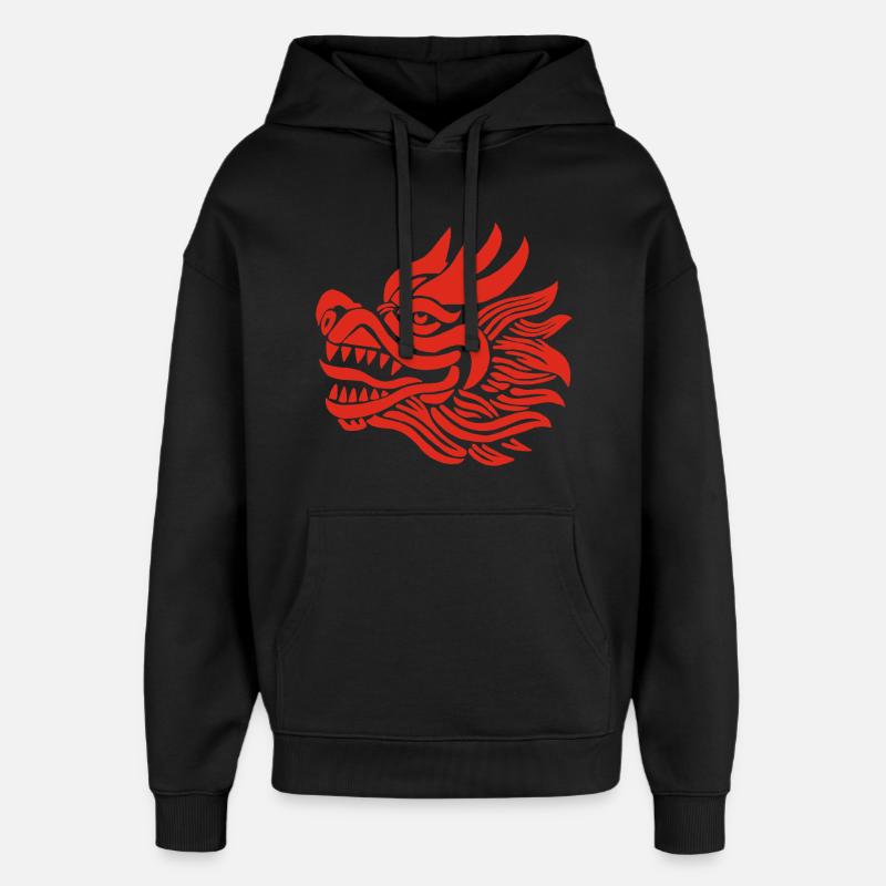 Tête de dragon chinois (rouge) - Sweat à capuche unisexe Stanley/Stella Oversized - noir