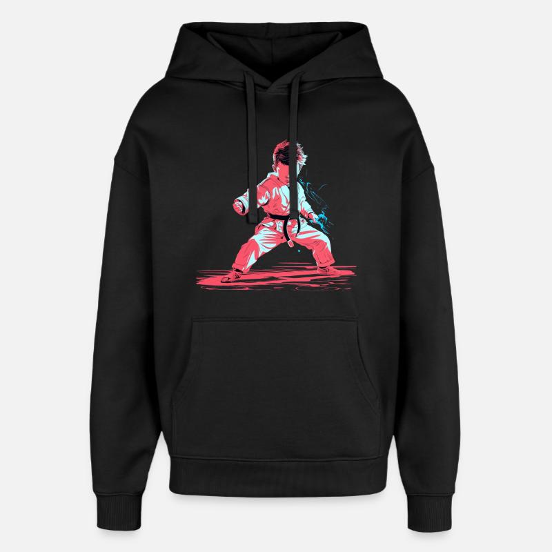 Karate Junge Synthwave - Oversized Unisex Hoodie von Stanley/Stella - Schwarz