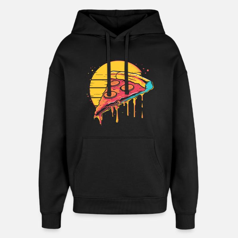 Illustration de tranche de pizza - Sweat à capuche unisexe Stanley/Stella Oversized - noir