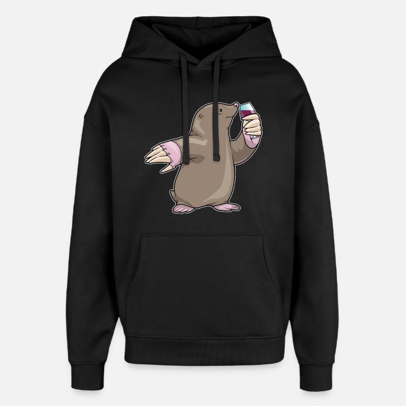 Vin rouge Mole - Sweat à capuche unisexe Stanley/Stella Oversized - noir