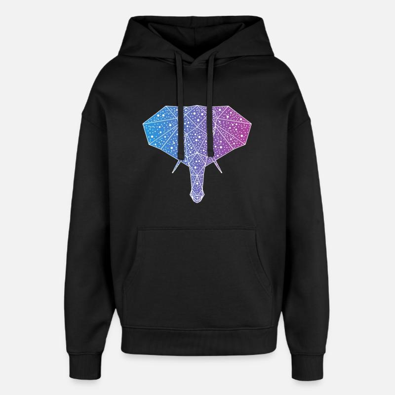éléphant galactique - Sweat à capuche unisexe Stanley/Stella Oversized - noir