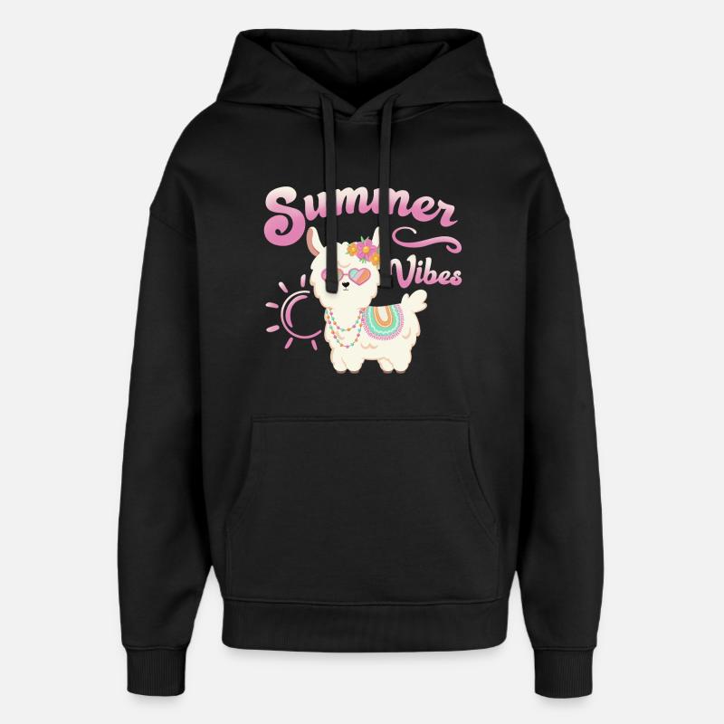 Lama Alpaga d’été - Summer Vibes - Sweat à capuche unisexe Stanley/Stella Oversized - noir