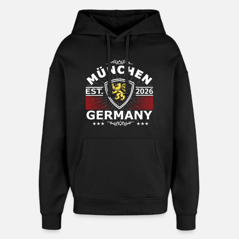 Munich Lion Design – Pride & Tradition - Oversized Unisex Hoodie by Stanley/Stella - black