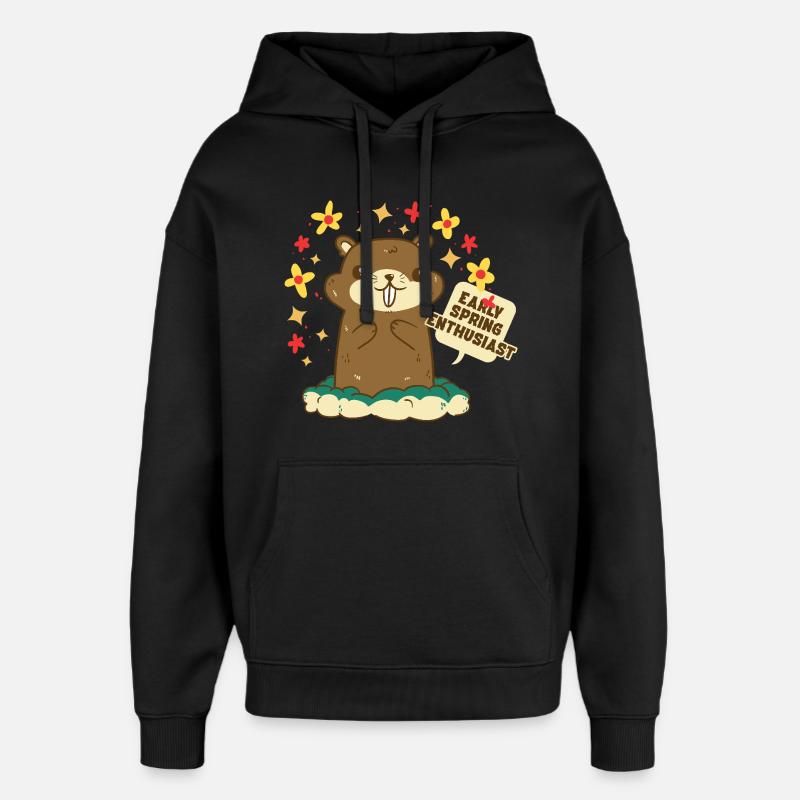 Marmotte du Jour sans fin - Sweat à capuche unisexe Stanley/Stella Oversized - noir