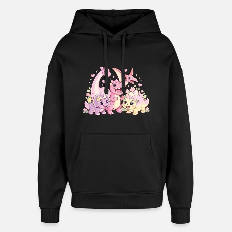 Meuble Troupe de Dinos Filles Mignonnes - Sweat à capuche unisexe Stanley/Stella Oversized - noir