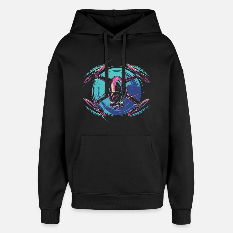 Neon Drone - Oversized Unisex Hoodie by Stanley/Stella - black