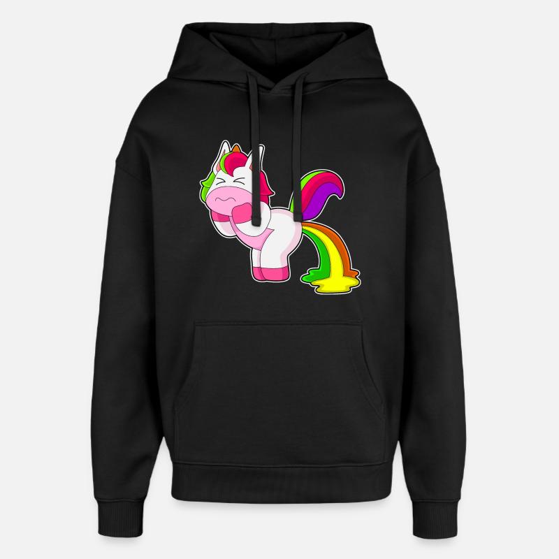 Einhorn Regenbogen - Oversized Unisex Hoodie von Stanley/Stella - Schwarz