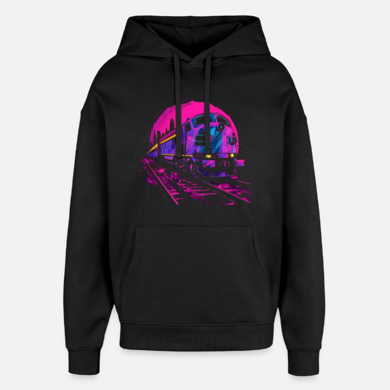 Retrowave Eisenbahn - Oversized Unisex Hoodie von Stanley/Stella - Schwarz