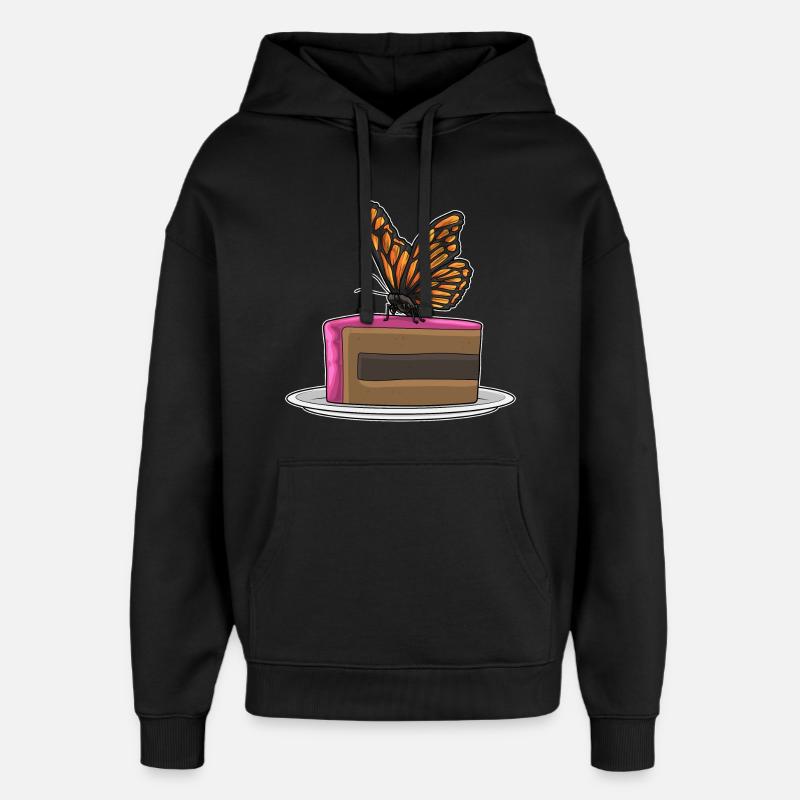 Butterfly Birthday Cake - Oversized Unisex Hoodie by Stanley/Stella - black