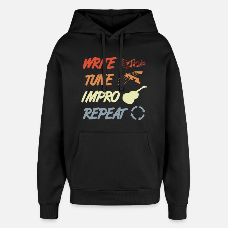 Routine de guitariste drôle - Sweat à capuche unisexe Stanley/Stella Oversized - noir