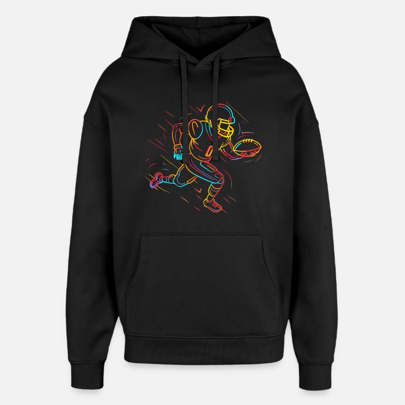 Dessin au trait de footballeur - Sweat à capuche unisexe Stanley/Stella Oversized - noir