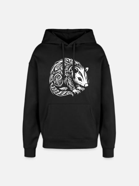 Opossum tribal - Sweat à capuche unisexe Stanley/Stella Oversized - noir