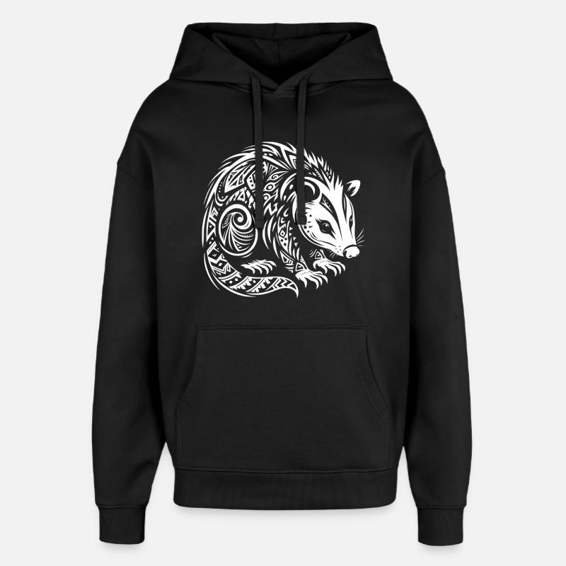 Opossum tribal - Sweat à capuche unisexe Stanley/Stella Oversized - noir