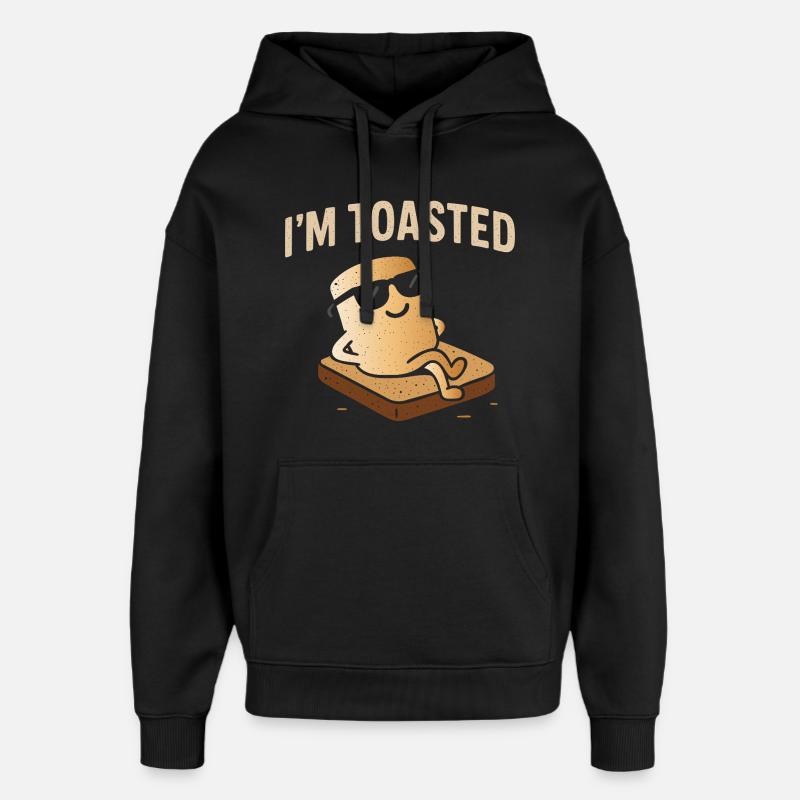 Relaxed Marshmallow - I'm Toasted - Oversized Unisex Hoodie by Stanley/Stella - black