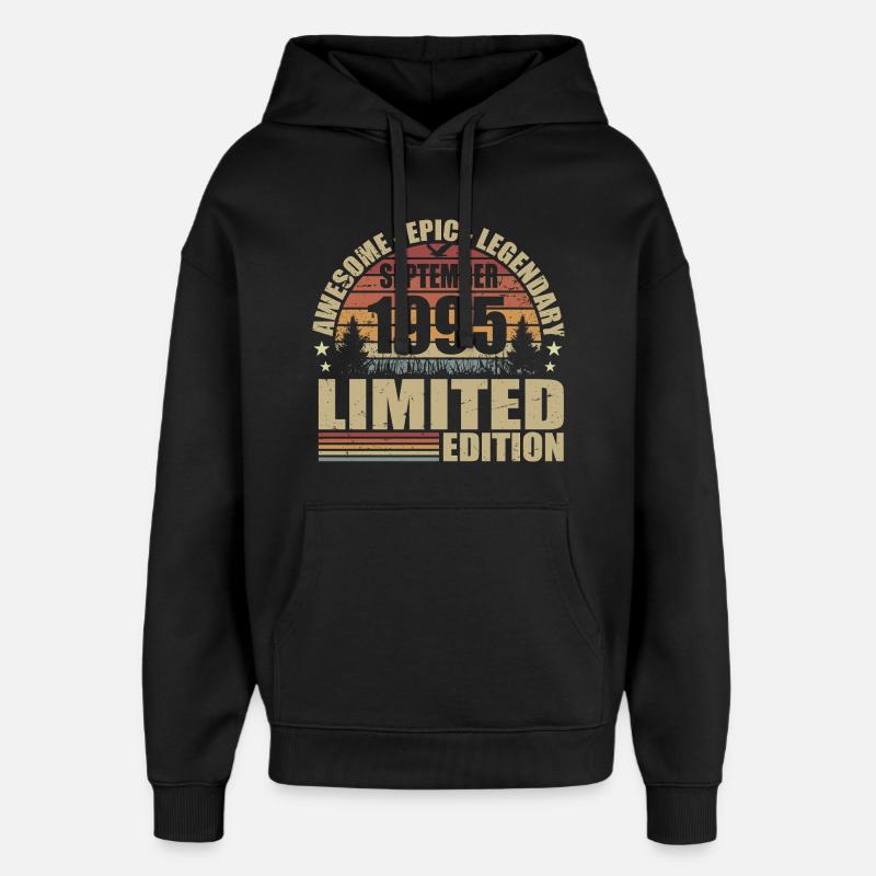 1995 September 1995 Jubiläum September 1995 - Oversized Unisex Hoodie von Stanley/Stella - Schwarz
