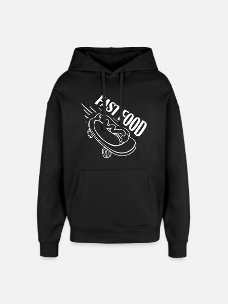 Fast Hot Dog Skateboard Longboard - Oversized Unisex Hoodie by Stanley/Stella - black