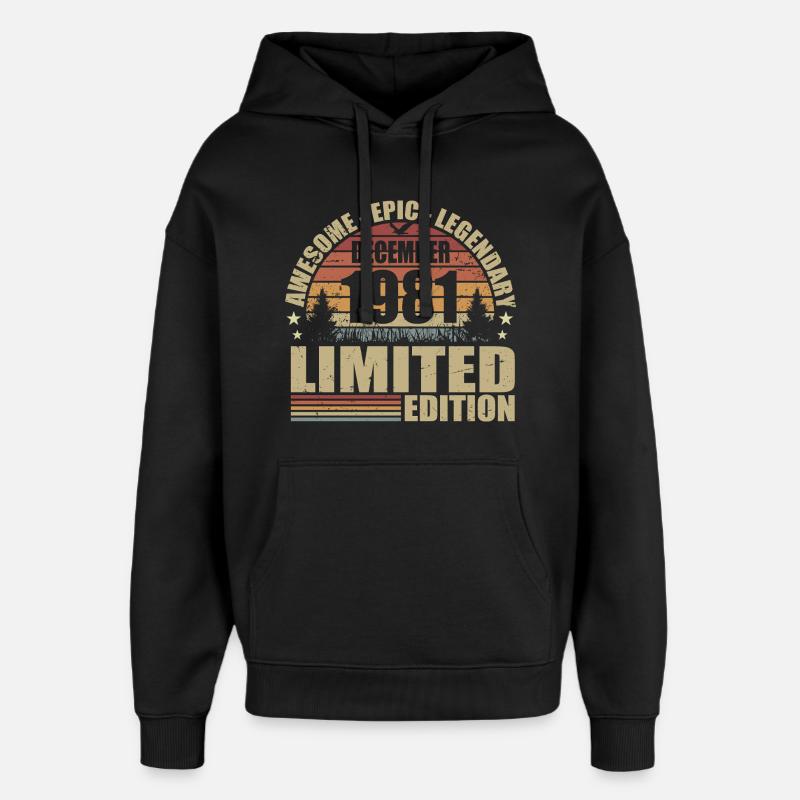 Dezember 1981 - Limitierte Auflage Dezember 1981 - Oversized Unisex Hoodie von Stanley/Stella - Schwarz