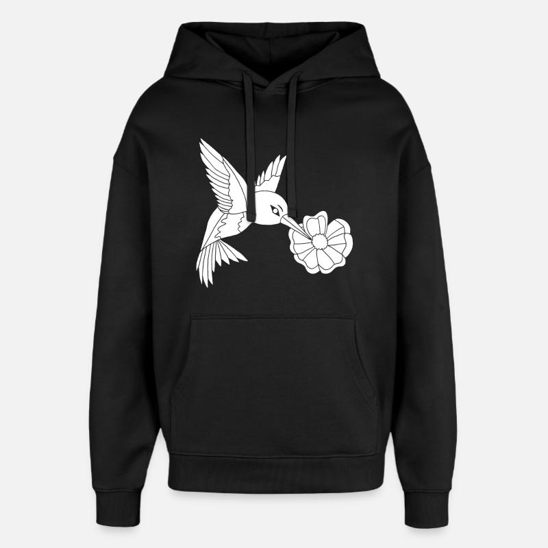White Foraging Bird - Oversized Unisex Hoodie by Stanley/Stella - black