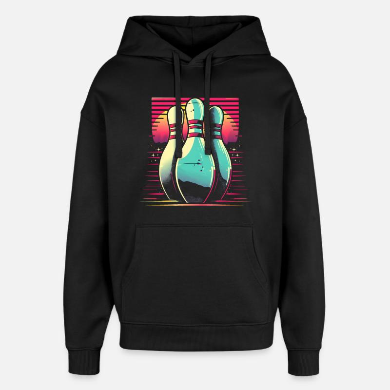 Bowling Synthwave - Sweat à capuche unisexe Stanley/Stella Oversized - noir