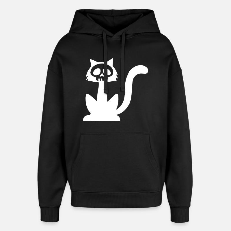 Weißer Katzenschädel - Oversized Unisex Hoodie von Stanley/Stella - Schwarz
