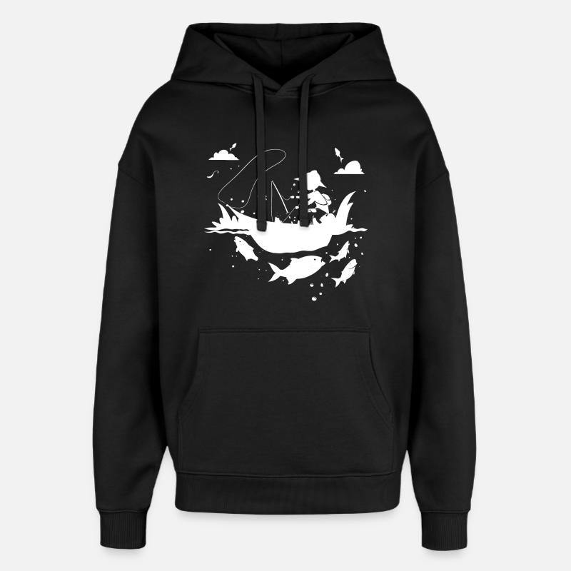 Look de bande dessinée de pêche - Sweat à capuche unisexe Stanley/Stella Oversized - noir