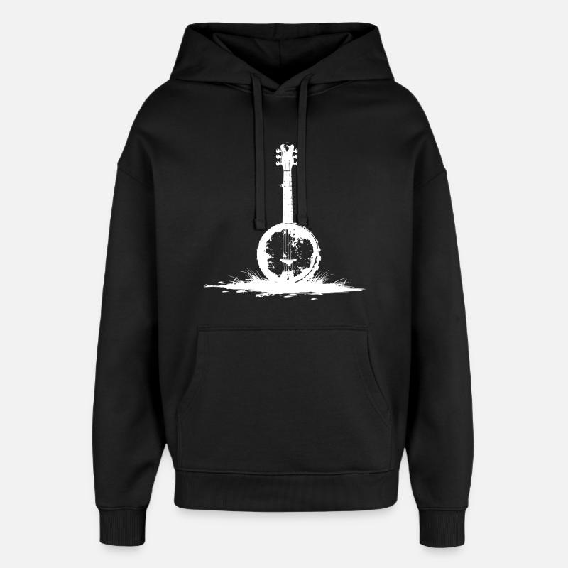 Croquis de banjo - Sweat à capuche unisexe Stanley/Stella Oversized - noir