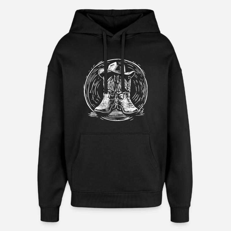 Bottes western en cercle tourbillonnant - Sweat à capuche unisexe Stanley/Stella Oversized - noir
