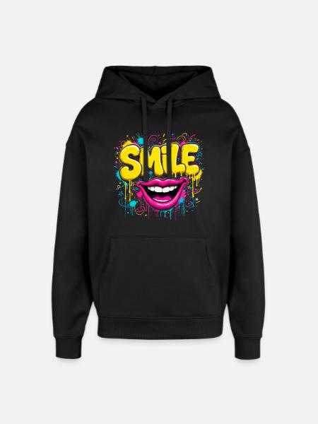 Sourire Graffiti Vibrant - Sweat à capuche unisexe Stanley/Stella Oversized - noir