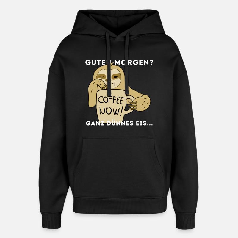 Langschläfer Kaffee Morgen Sloth - Oversized Unisex Hoodie von Stanley/Stella - Schwarz
