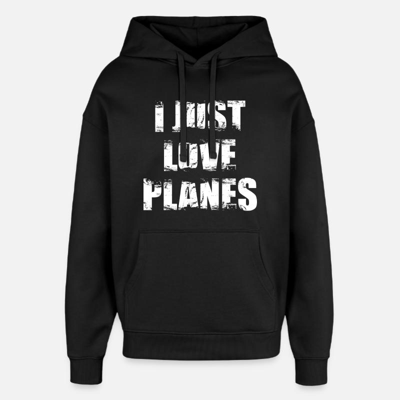 J’adore les avions - Sweat à capuche unisexe Stanley/Stella Oversized - noir