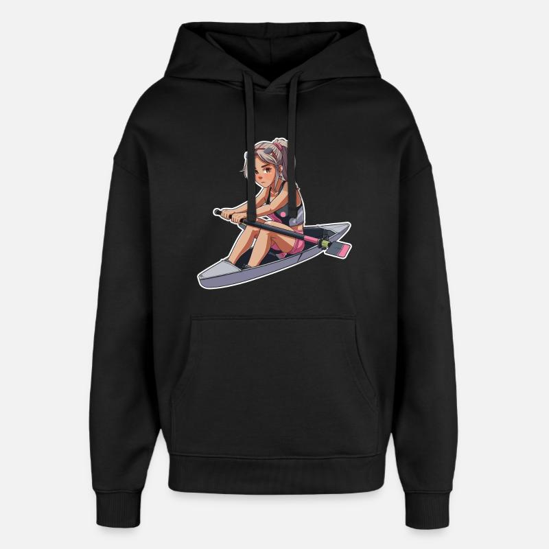 Ruderer Mädchen Grafik - Oversized Unisex Hoodie von Stanley/Stella - Schwarz