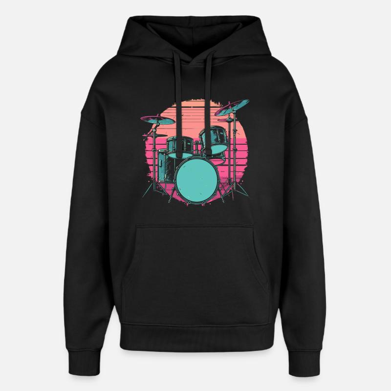 Batterie Synthwave - Sweat à capuche unisexe Stanley/Stella Oversized - noir
