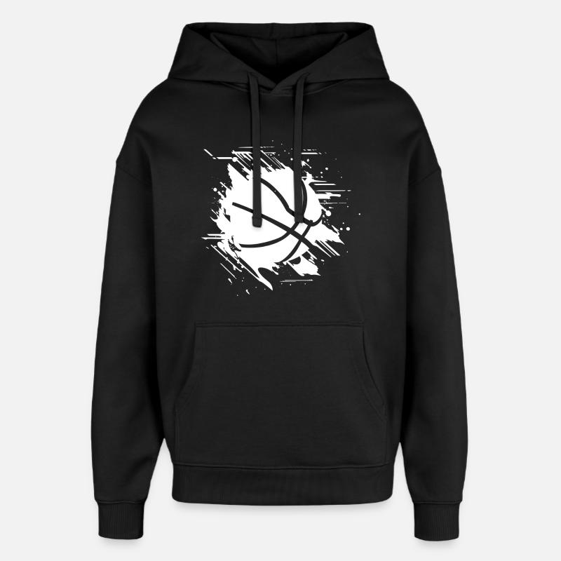 Graphismes de basket-ball - Sweat à capuche unisexe Stanley/Stella Oversized - noir