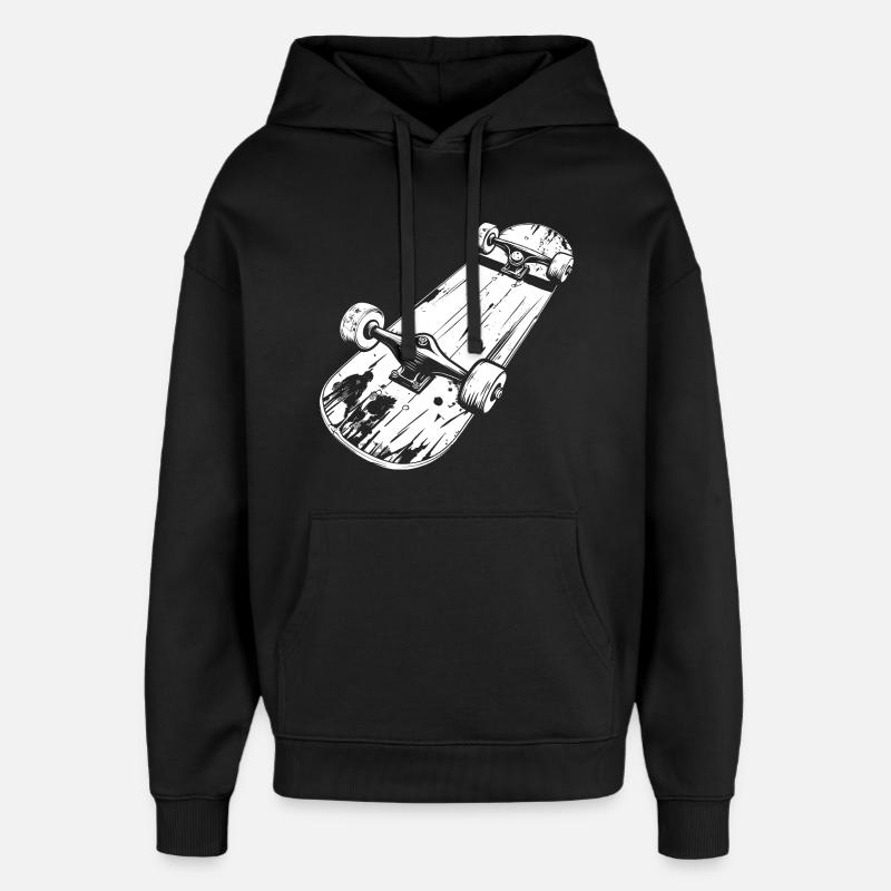 Dessin de planche à roulettes - Sweat à capuche unisexe Stanley/Stella Oversized - noir