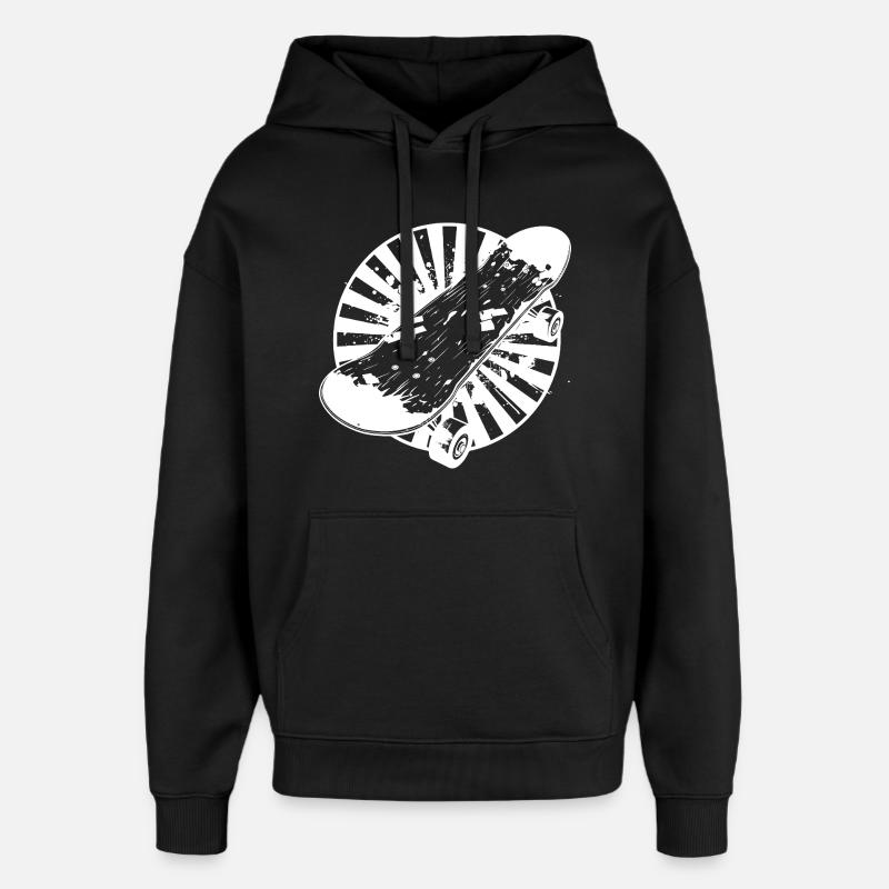 Skateboard Grafik - Oversized Unisex Hoodie von Stanley/Stella - Schwarz