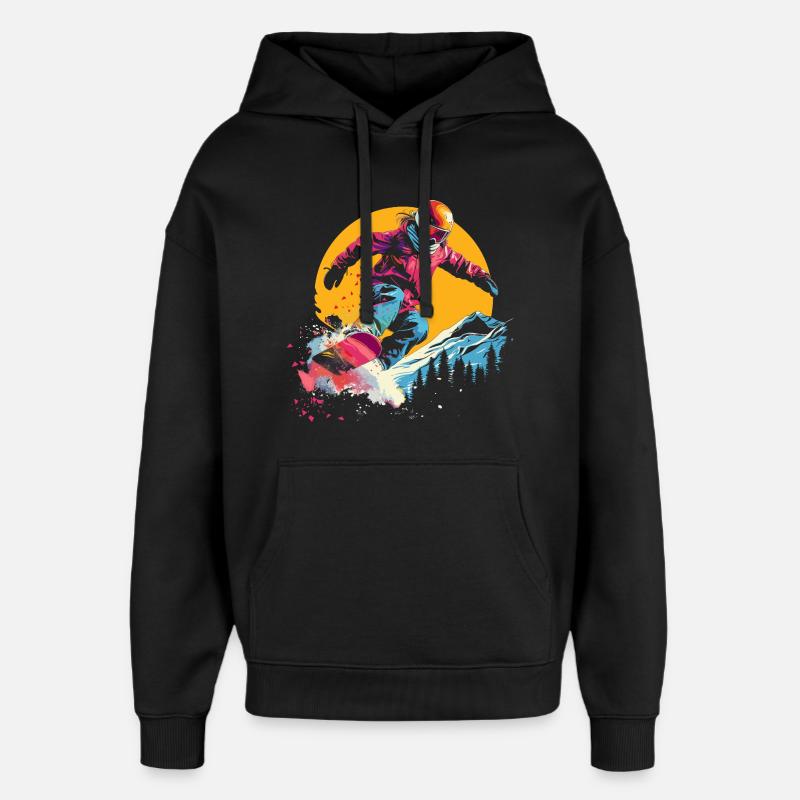 Snowboarder Synthwave - Sweat à capuche unisexe Stanley/Stella Oversized - noir