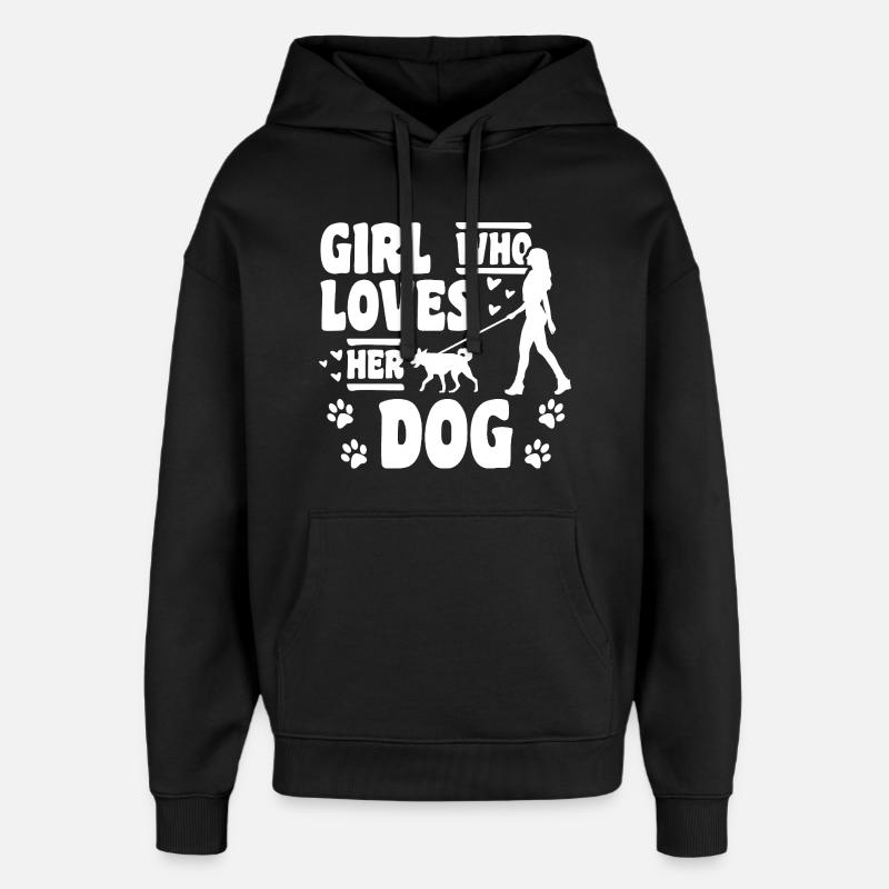 Fille qui aime les chiens - Sweat à capuche unisexe Stanley/Stella Oversized - noir