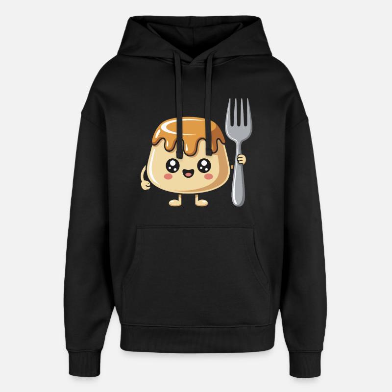 Pudding with fork - Oversized Unisex Hoodie by Stanley/Stella - black