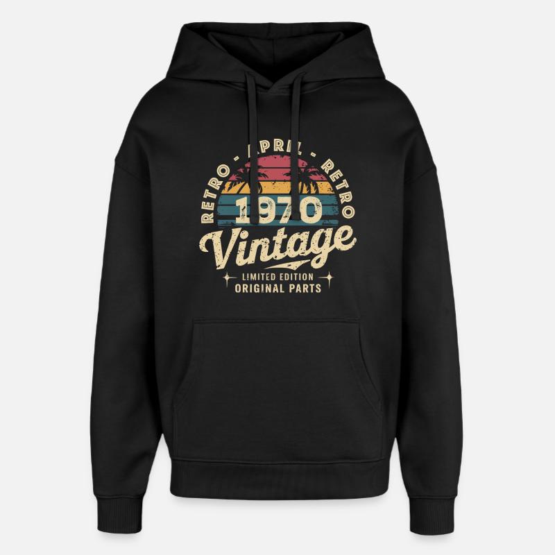 Avril 1970 - April 1970 - Sweat à capuche unisexe Stanley/Stella Oversized - noir