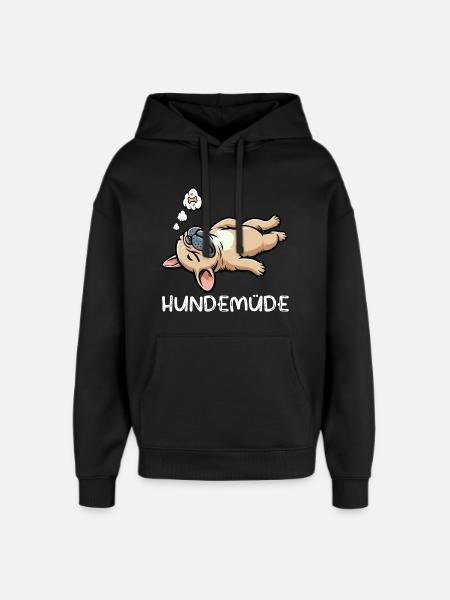 Hundemüde Französische Bulldogge Frenchie Frenchie - Oversized Unisex Hoodie von Stanley/Stella - Schwarz
