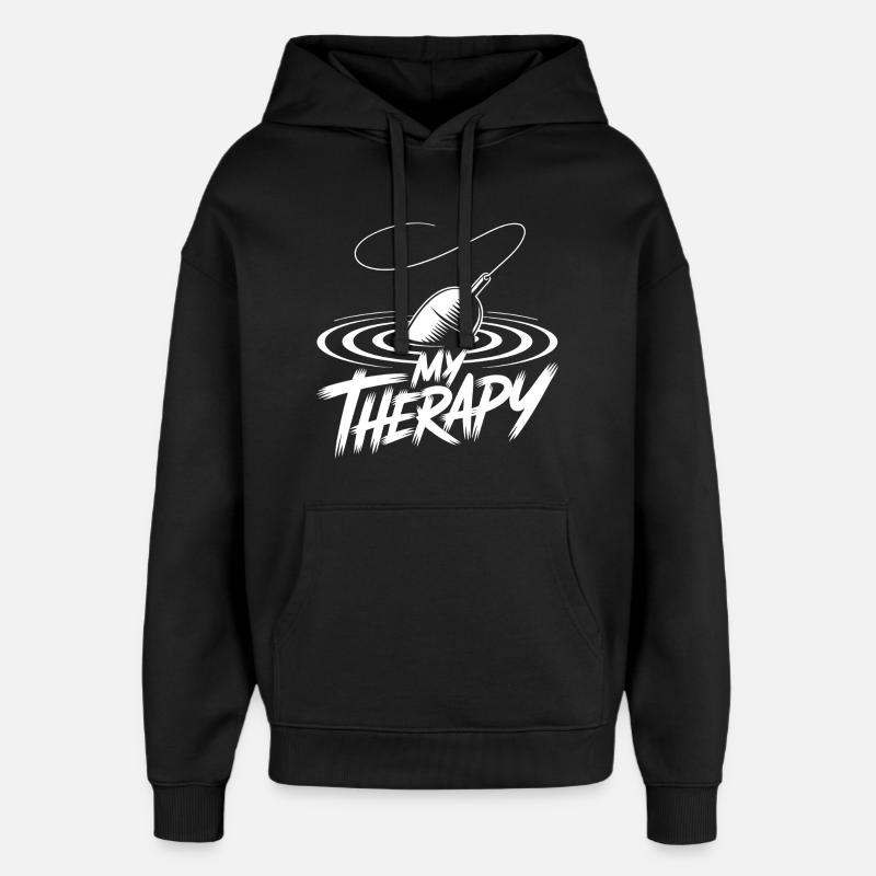Thérapie de la pêche - Sweat à capuche unisexe Stanley/Stella Oversized - noir