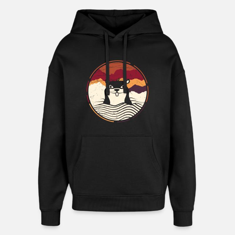 taupe - Sweat à capuche unisexe Stanley/Stella Oversized - noir