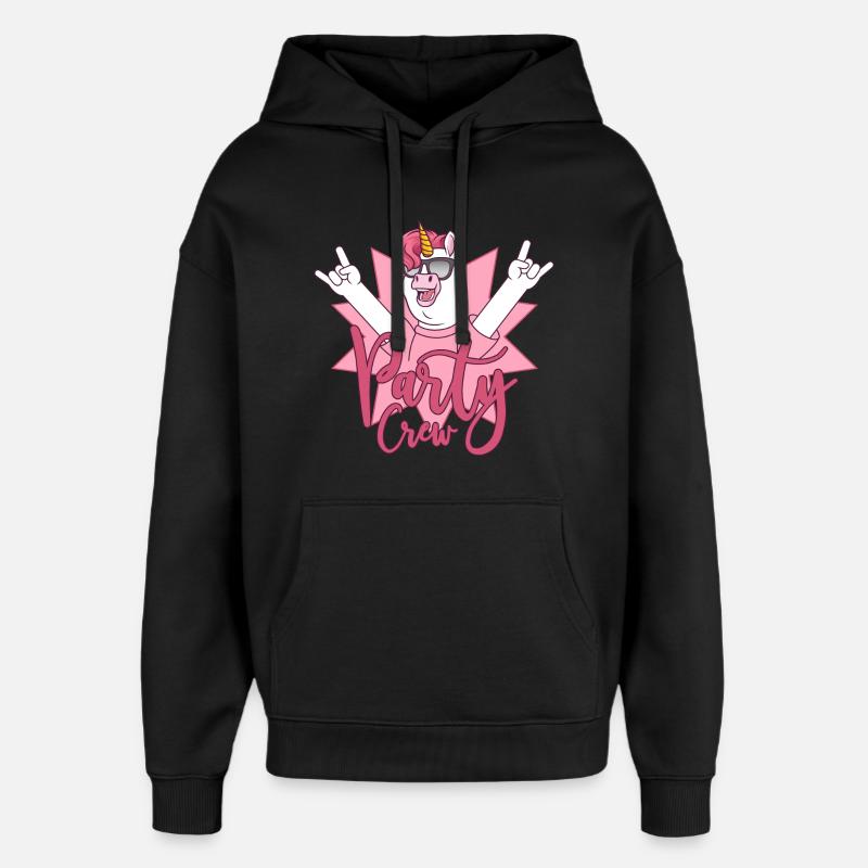 Party Crew Einhorn - Oversized Unisex Hoodie von Stanley/Stella - Schwarz
