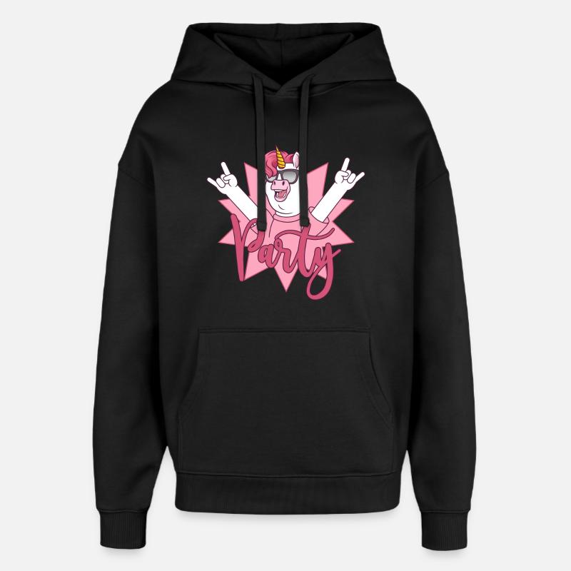 Party Einhorn  - Oversized Unisex Hoodie von Stanley/Stella - Schwarz