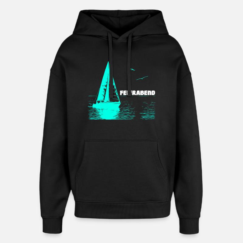 Feierabend Segelboot und 2 Möwen - Oversized Unisex Hoodie von Stanley/Stella - Schwarz